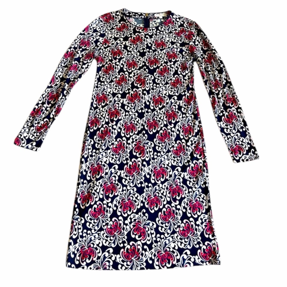 Tory Burch Silk Printed Long Sleeve Shift Dress – Size M